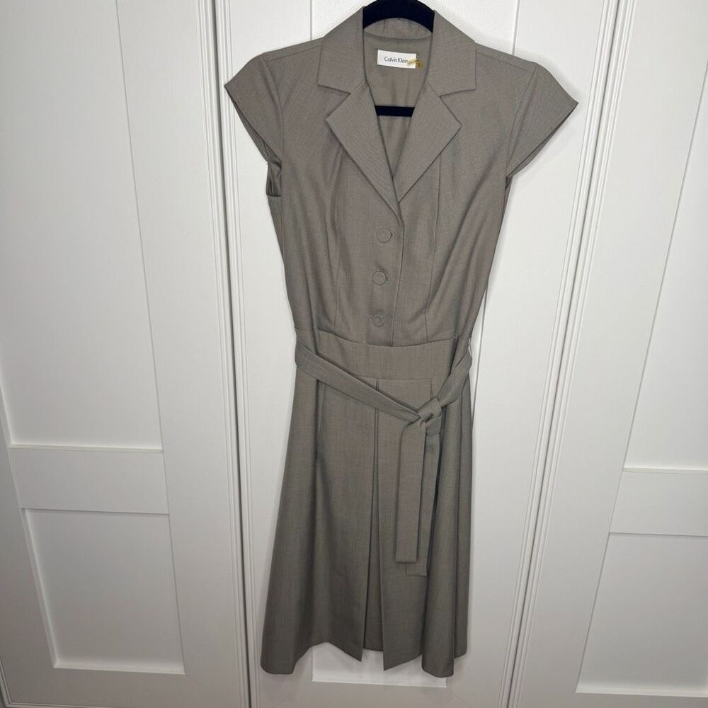 Calvin Klein Size 2 career dress tie waist Cap Sleeve (c1)